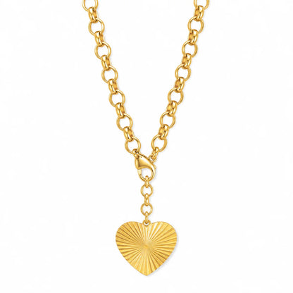633 Ellie Vail Waterproof Gold-Plated Stainless-Steel Shiloh Heart Lariat Adjustable Necklace