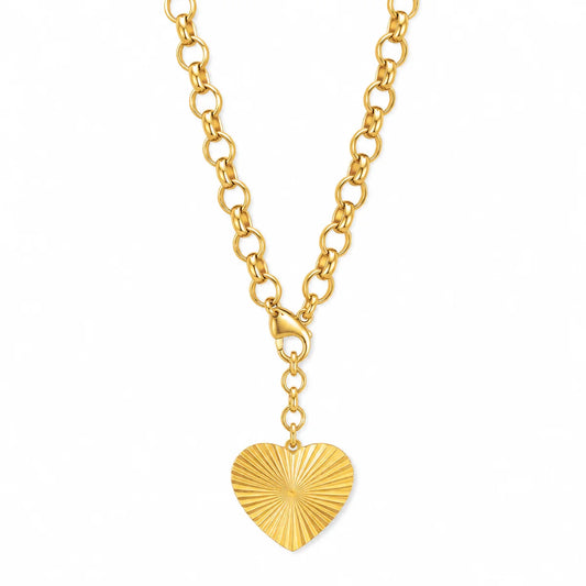 633 Ellie Vail Waterproof Gold-Plated Stainless-Steel Shiloh Heart Lariat Adjustable Necklace
