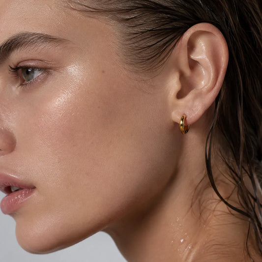 481 Ellie Vail Waterproof Gold-Plated Stainless-Steel Erin Huggie Hoop Earring