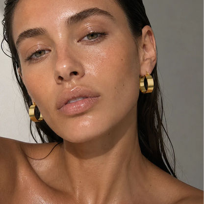 015 Ellie Vail Waterproof Gold-Plated Stainless-Steel Lia Wide Hoop Earrings