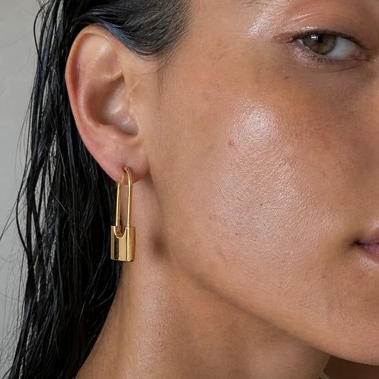 72 Ellie Vail Waterproof Gold-Plated Stainless-Steel Londyn Lock Earrings