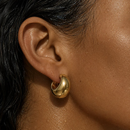 100 Ellie Vail Waterproof Gold-Plated Stainless-Steel Kane Dome Half Hoop Earrings 0