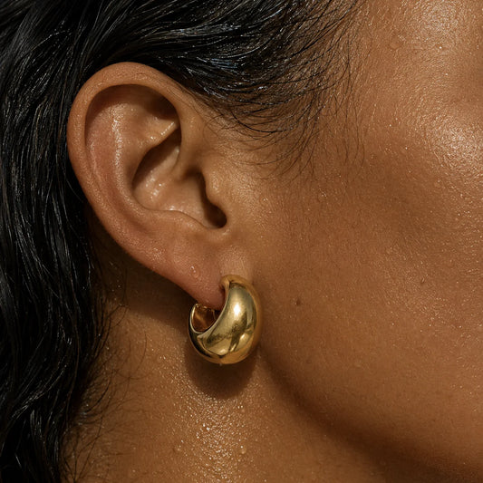 100 Ellie Vail Waterproof Gold-Plated Stainless-Steel Kane Dome Half Hoop Earrings