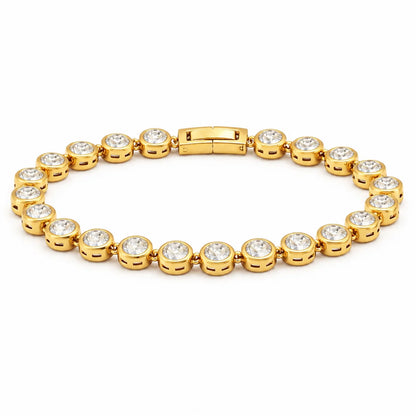 193 Ellie Vail Waterproof Gold-Plated Stainless-Steel Caella Bezel Tennis Chain Bracelet