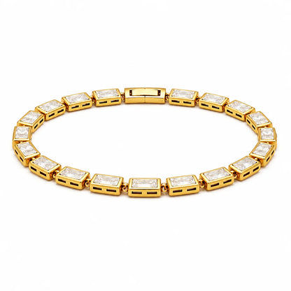 152 Ellie Vail Waterproof Gold-Plated Stainless-Steel Monroe Baguette Bezel Tennis Chain Bracelet