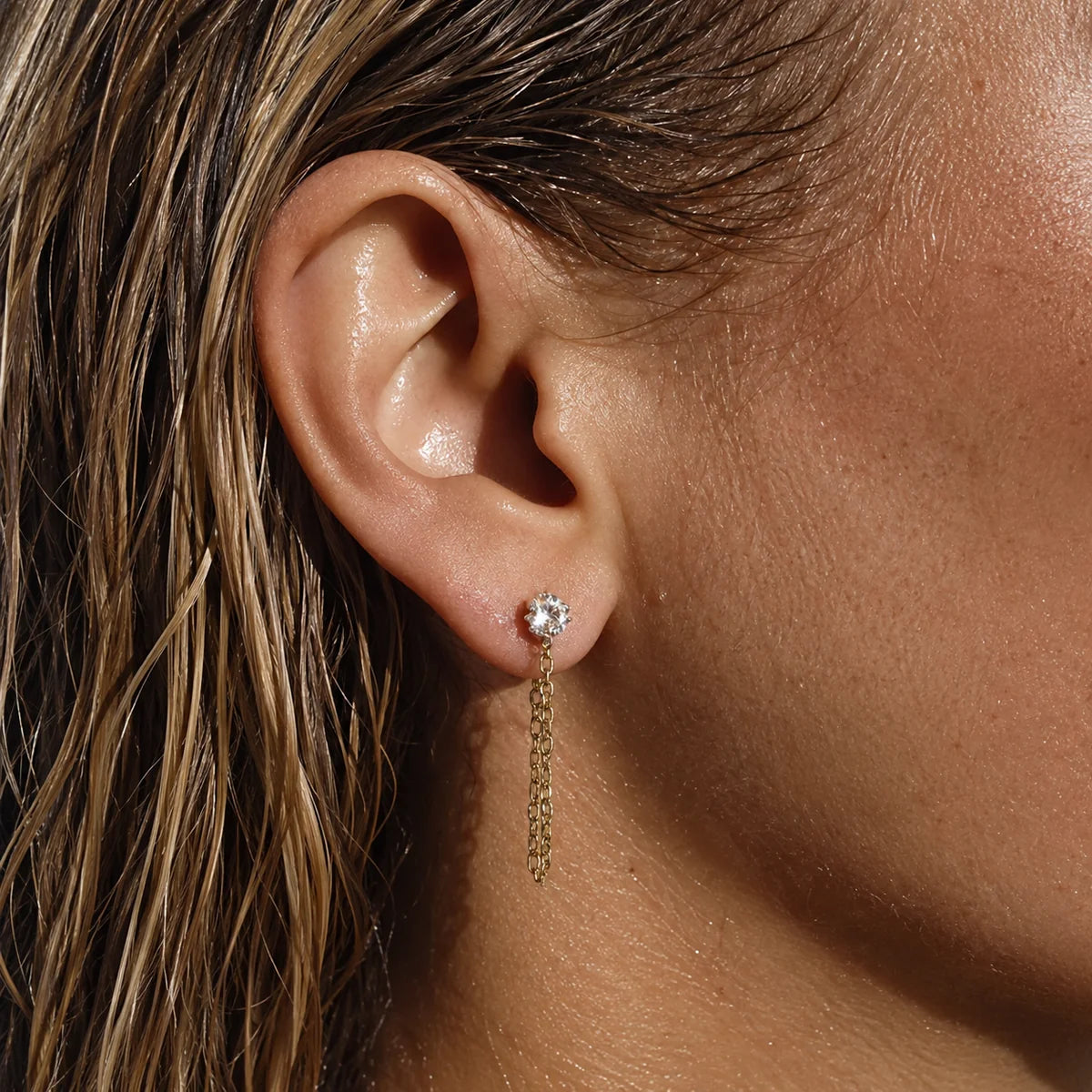190 Ellie Vail Waterproof Gold-Plated Stainless-Steel Sloane Chain Stud Earring