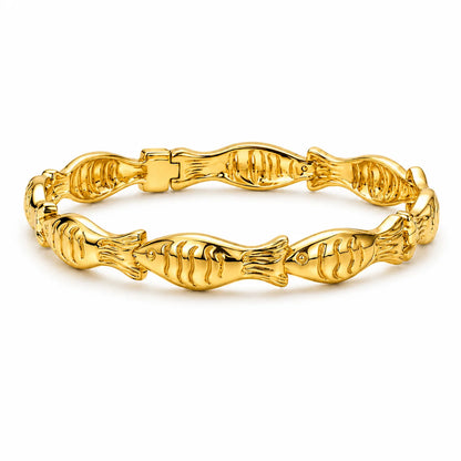617 Ellie Vail Waterproof Gold-Plated Stainless-Steel Ozara Fish Bangle Bracelet