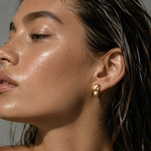 Ellie Vail Waterproof Gold-Plated Stainless-Steel Brennan Hammered Mini Hoop