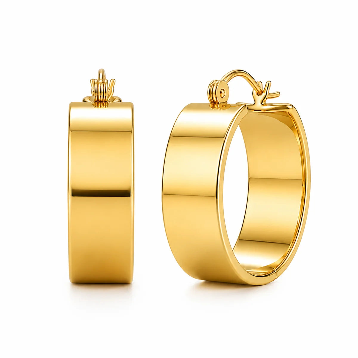 015 Ellie Vail Waterproof Gold-Plated Stainless-Steel Lia Wide Hoop Earrings