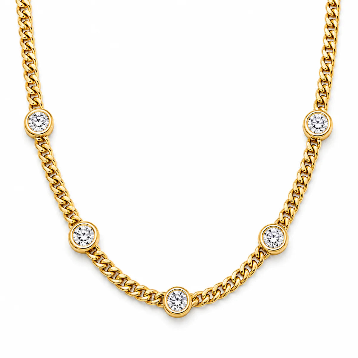 228 Ellie Vail Waterproof Gold-Plated Stainless-Steel Ellery Bezel Chain Necklace