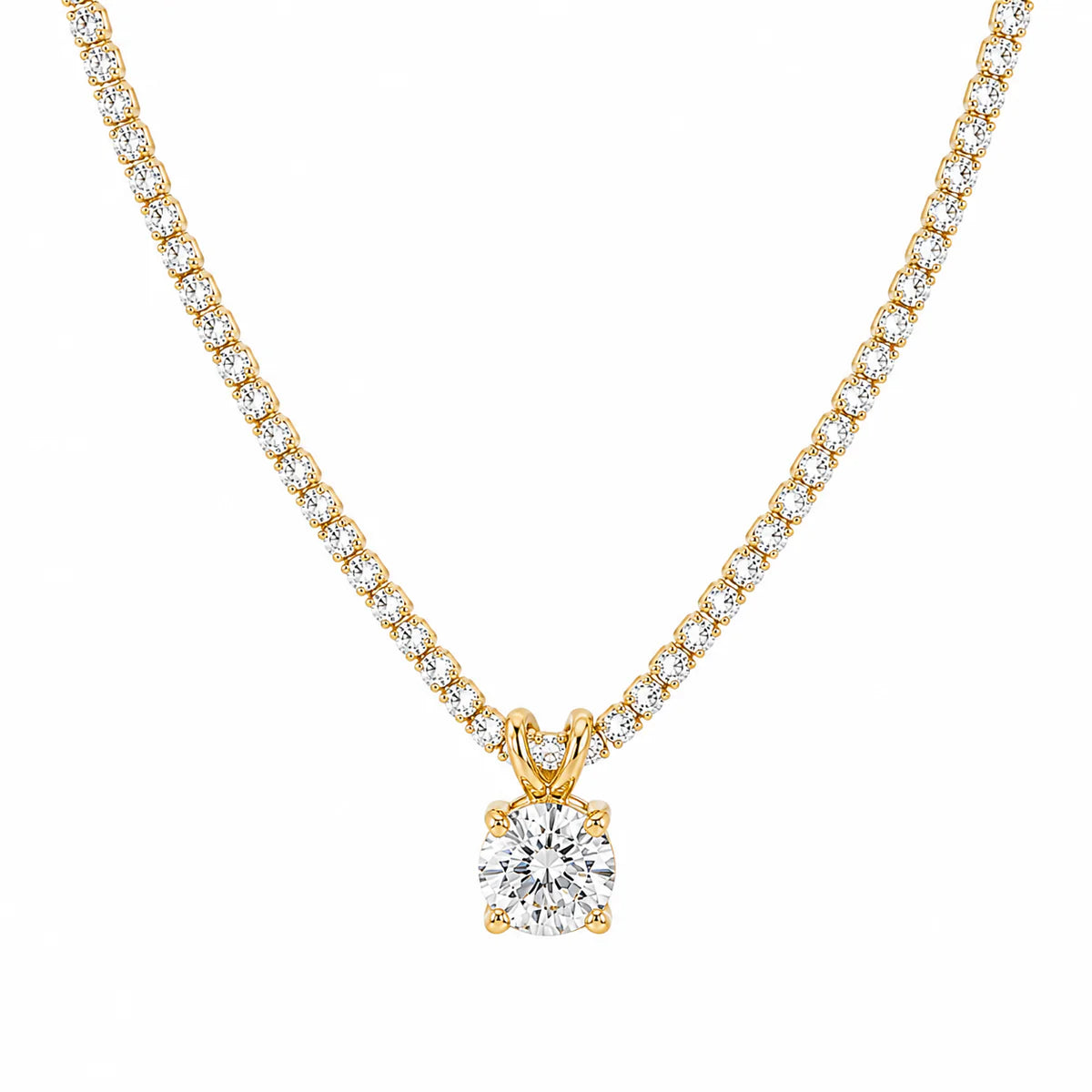 134 Ellie Vail Waterproof Gold-Plated Stainless-Steel Phoebe Tennis Pendant Necklace
