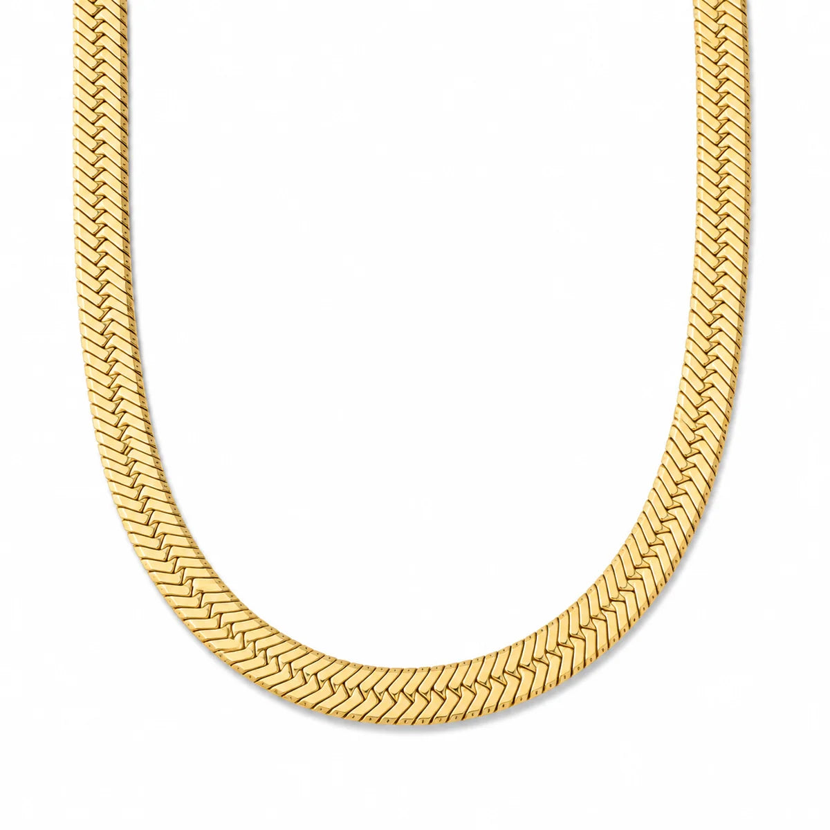 147 Ellie Vail Waterproof Gold-Plated Stainless-Steel Paola Herringbone Chain Necklace
