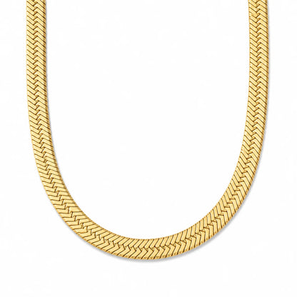 147 Ellie Vail Waterproof Gold-Plated Stainless-Steel Paola Herringbone Chain Necklace