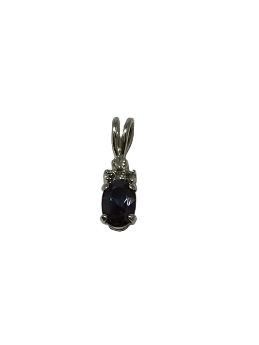U 10K White Gold Purple Stone Pendant
