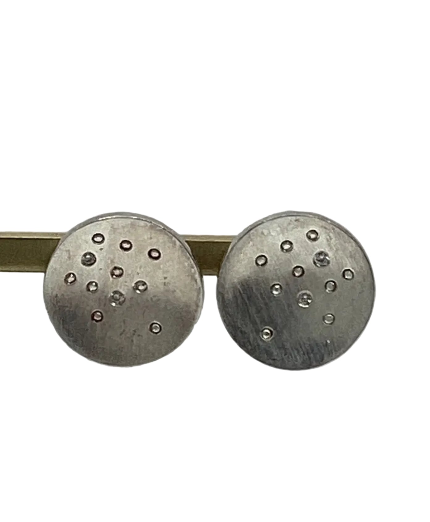 9328 Sterling Silver Curved Round Disc with .03CTTW Natural Diamond Stud Earrings