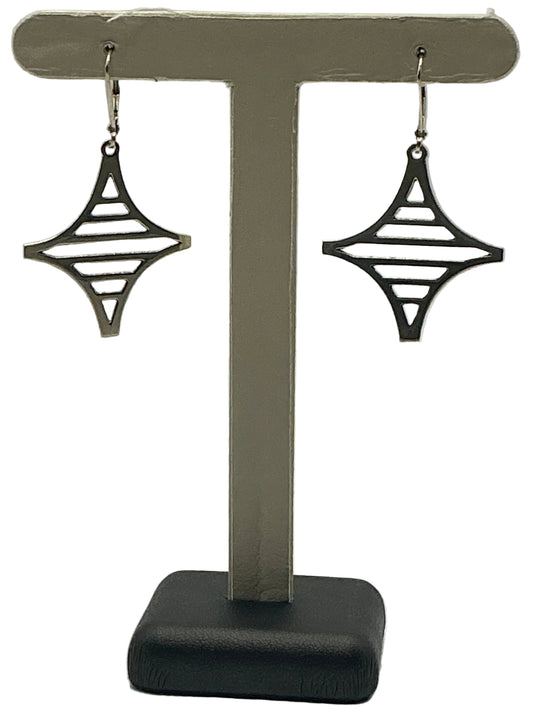 HG343-26 G2 Silver Sterling Silver Large Legare Diamond Drop Earrings 0