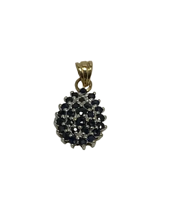 U 10K Yellow Gold Blue Stone Cluster Pendant