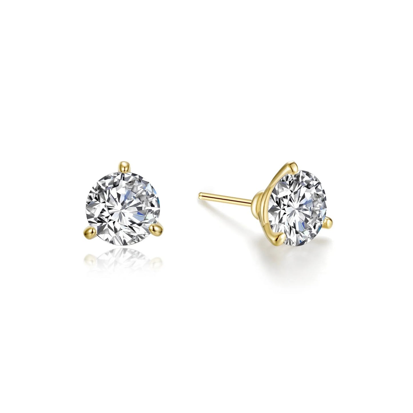 E0479CL Lafonn Gold Plated Sterling Silver and Sterling Silver 1.5 CTW 3 Prong Martini Stud Earrings