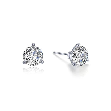 E0479CL Lafonn Gold Plated Sterling Silver and Sterling Silver 1.5 CTW 3 Prong Martini Stud Earrings