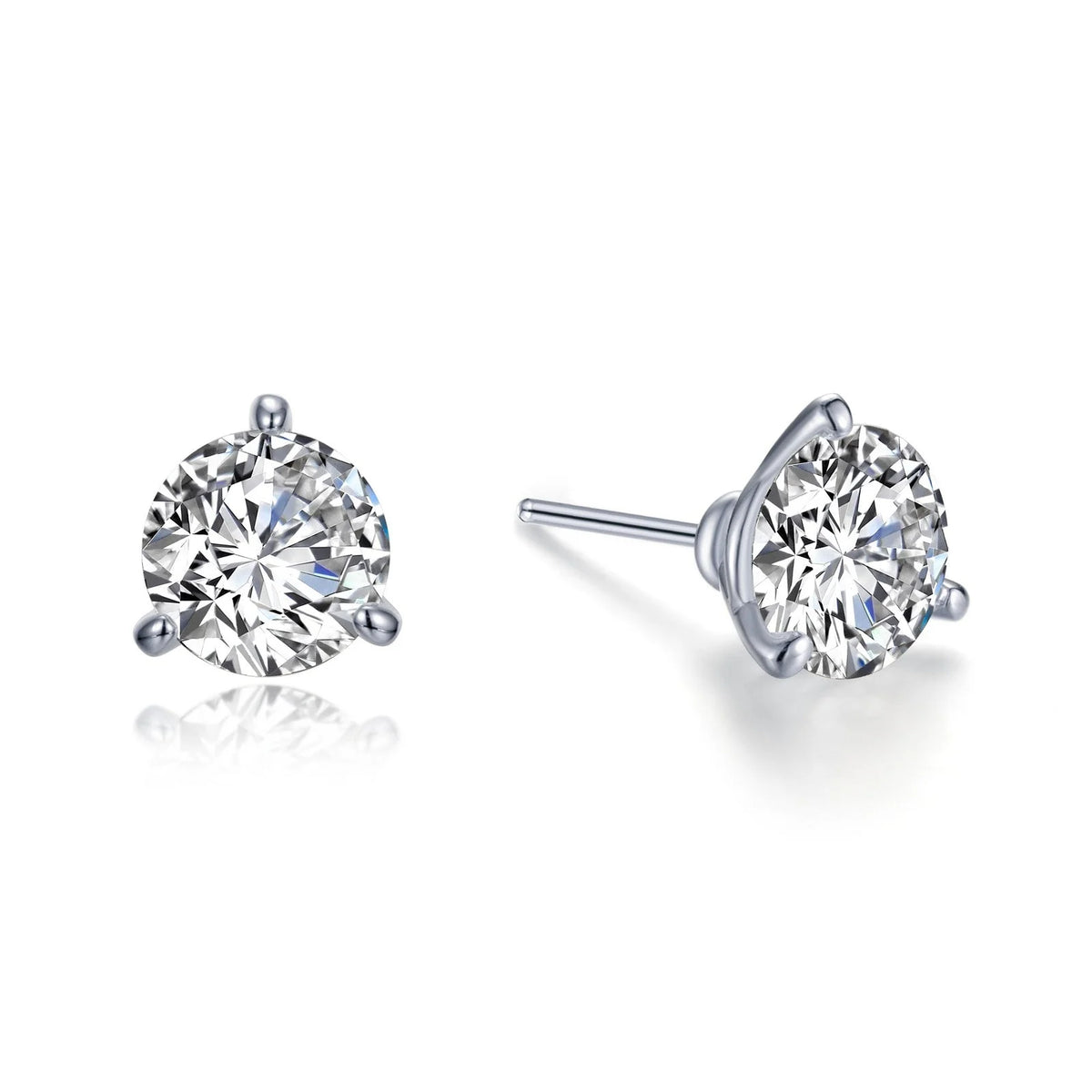 E0562CLP Lafonn Gold Plated Sterling Silver and Sterling Silver 3CTW 3 Prong Martini Stud Earrings