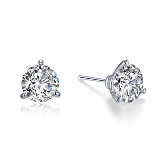 E0562CLP Lafonn Gold Plated Sterling Silver and Sterling Silver 3CTW 3 Prong Martini Stud Earrings