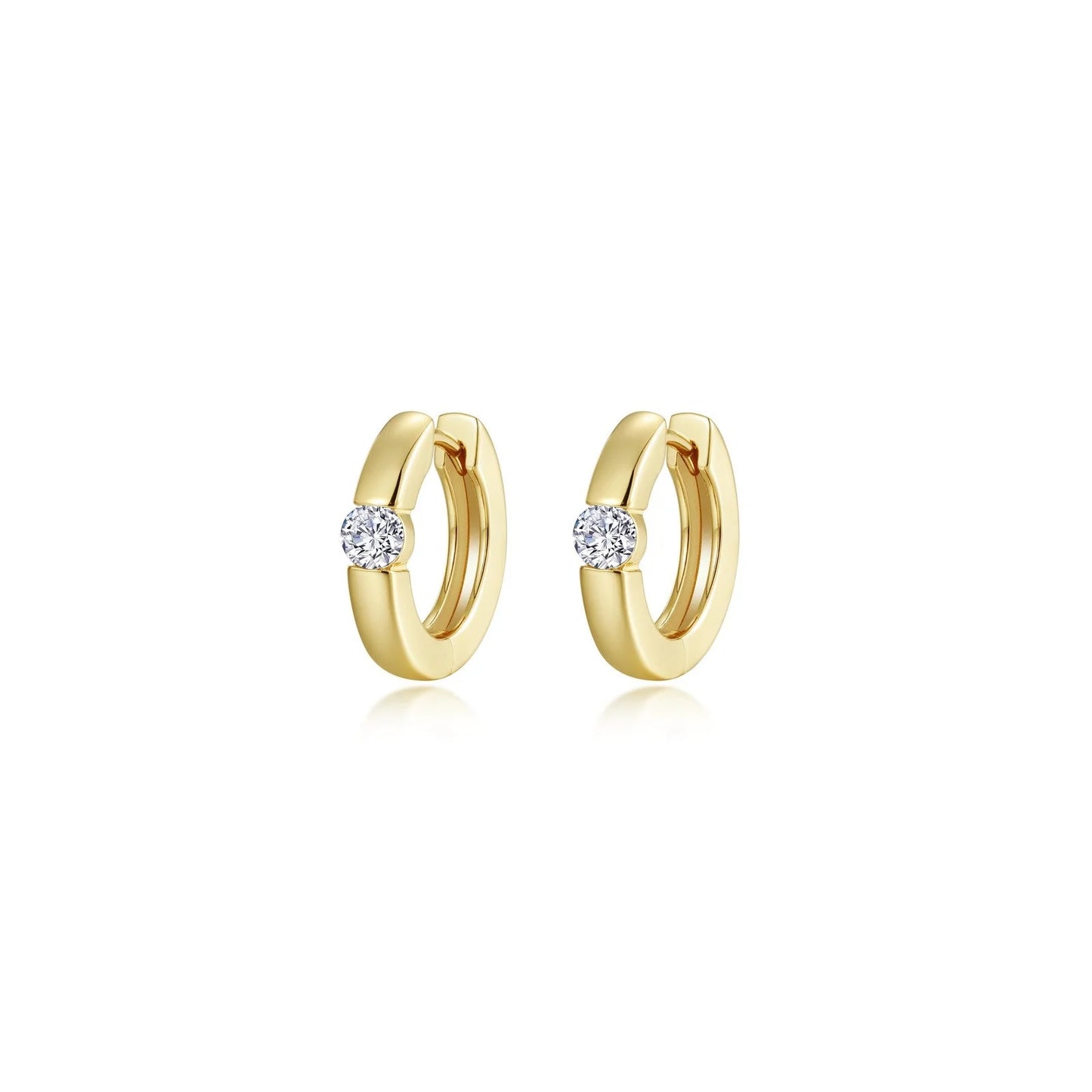 E0584CLG Lafonn Sterling Silver Gold Plated .34CTW LG Huggie Hoops