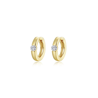 E0584CLG Lafonn Sterling Silver Gold Plated .34CTW LG Huggie Hoops