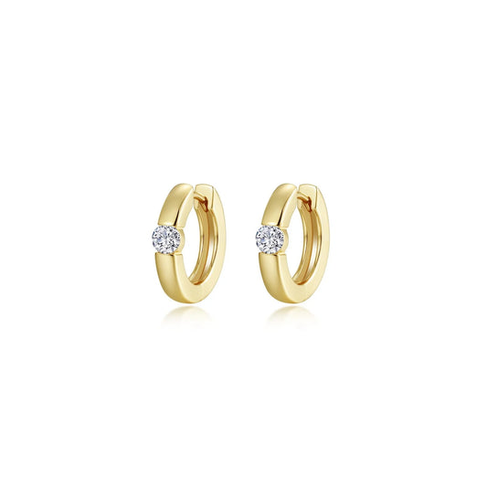 E0584CLG Lafonn Sterling Silver Gold Plated .34CTW LG Huggie Hoops