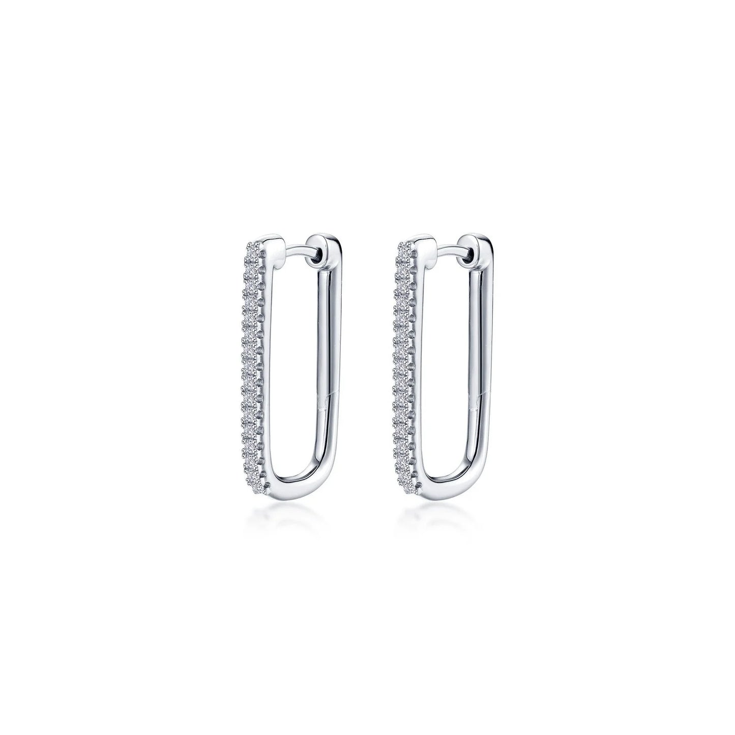 E0632CLP00 Lafonn Sterling Silver 25mm x 14.3mm Rectangle Hoop Earrings