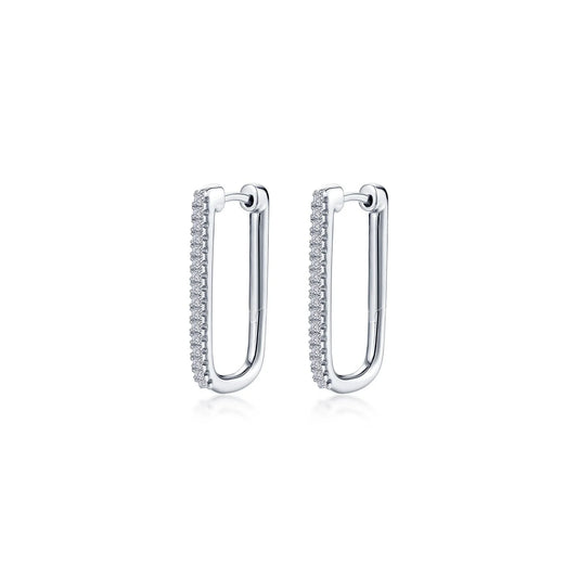 E0632CLP00 Lafonn Sterling Silver 25mm x 14.3mm Rectangle Hoop Earrings