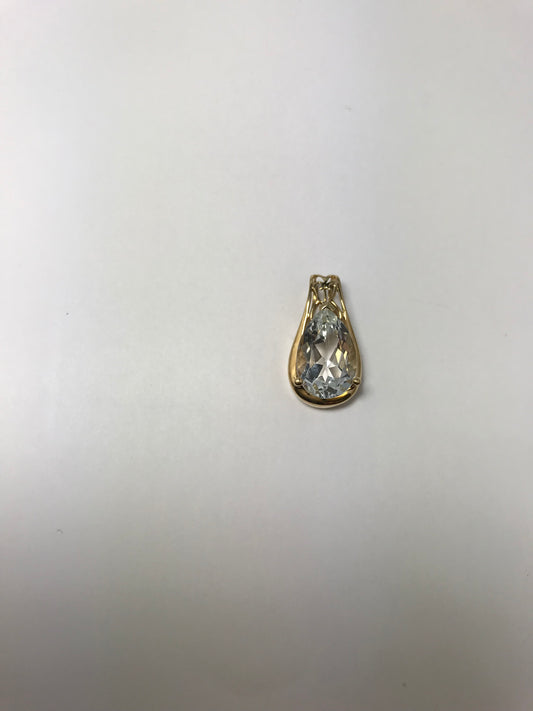 U 10K Yellow Gold Clear Stone Pendant