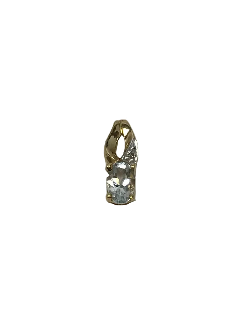U 30788 10K Yellow Gold Sm Blue Stone Pendant