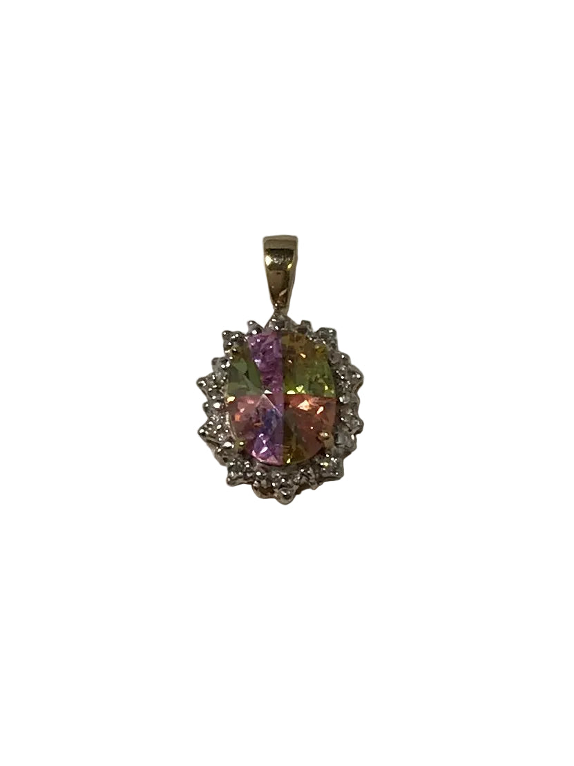 U 10K Yellow Gold Watermelon Colored Stone Pendant