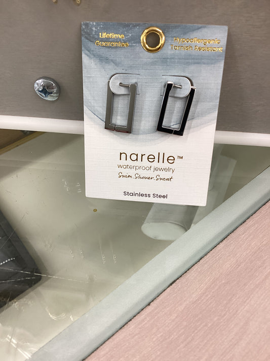 10013 Narelle Waterproof Rectangle Hoop Earrings in Silver 0