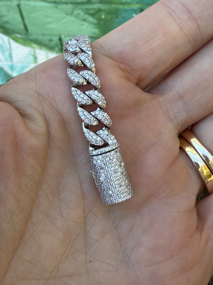 Sterling Silver Men's 8" CZ Curb Link Bracelet 0
