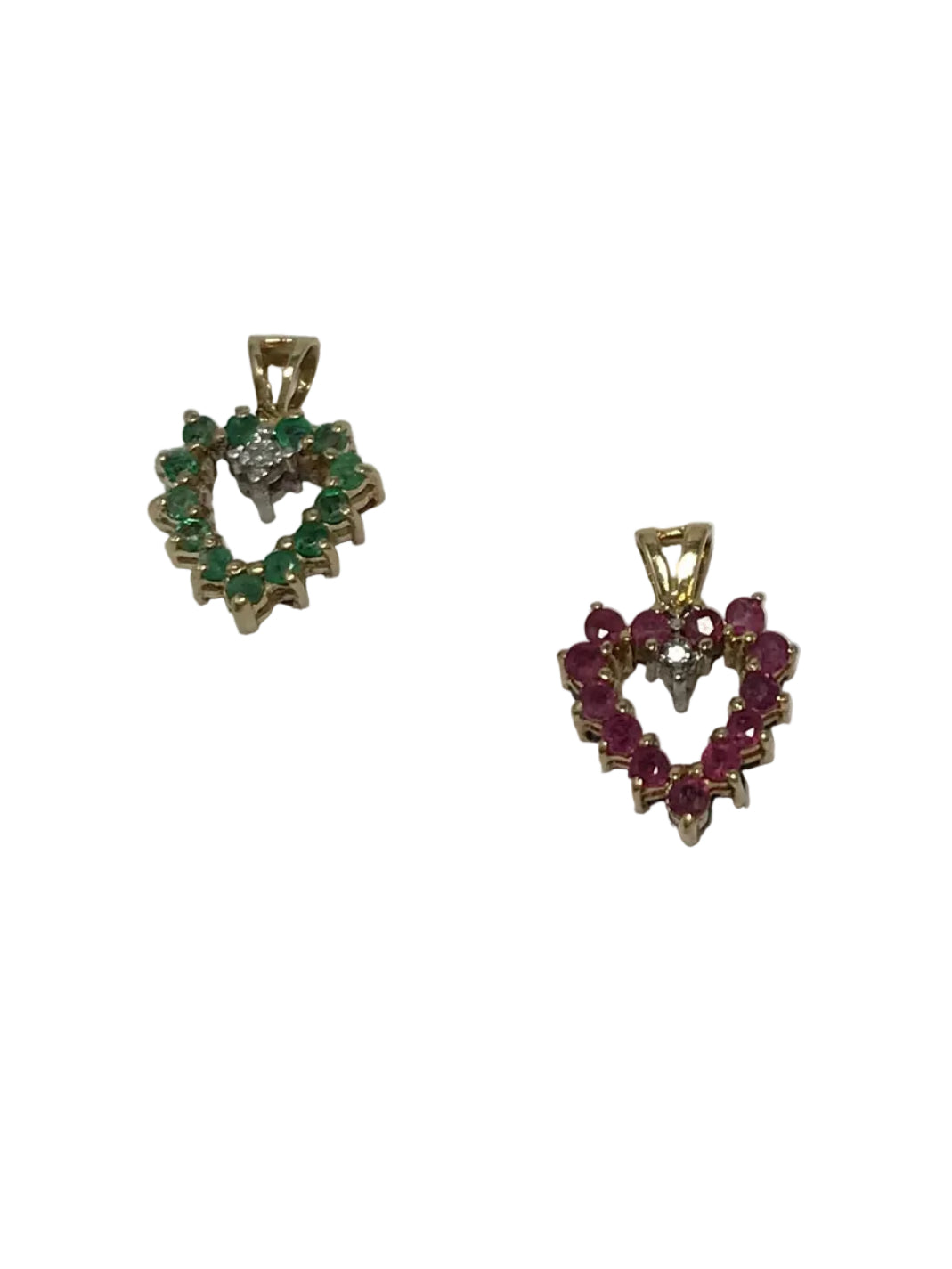 U 44946 10K Yellow Gold Colored Stone Reversible Heart Pendant