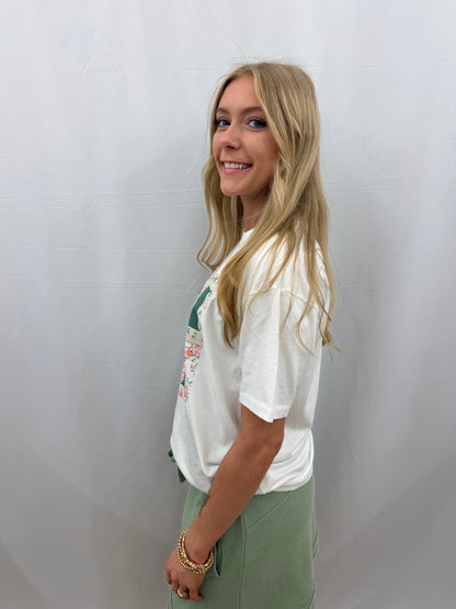 RDG21W00AMQ Royce Amen Quilt Print Ivory Tee