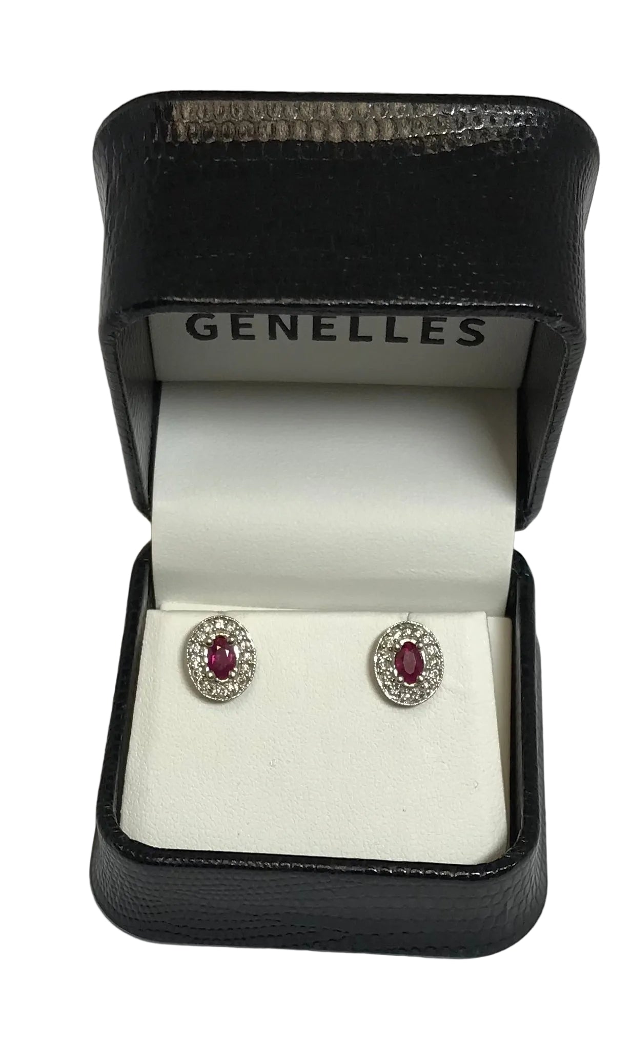 U 36598 14K WG 1/4CTTW Red Stone Earrings