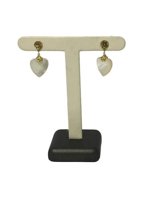 U 14K Yellow Gold White Stone Heart Earring and Pendant Set