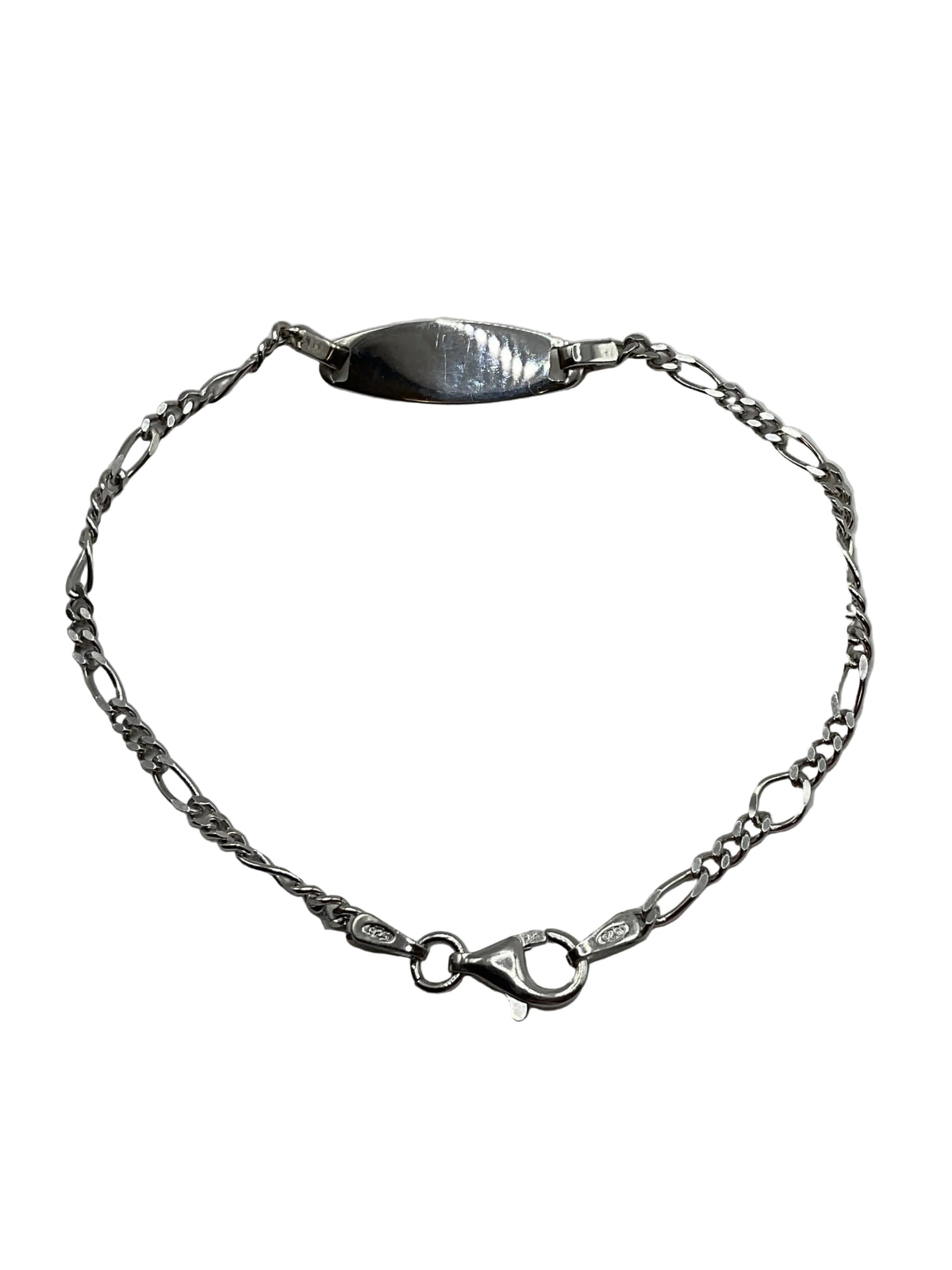 SS-02-00185-B In Season Engravable Sterling Silver 5.5-6.5in Oval Kids ID Bracelet 0