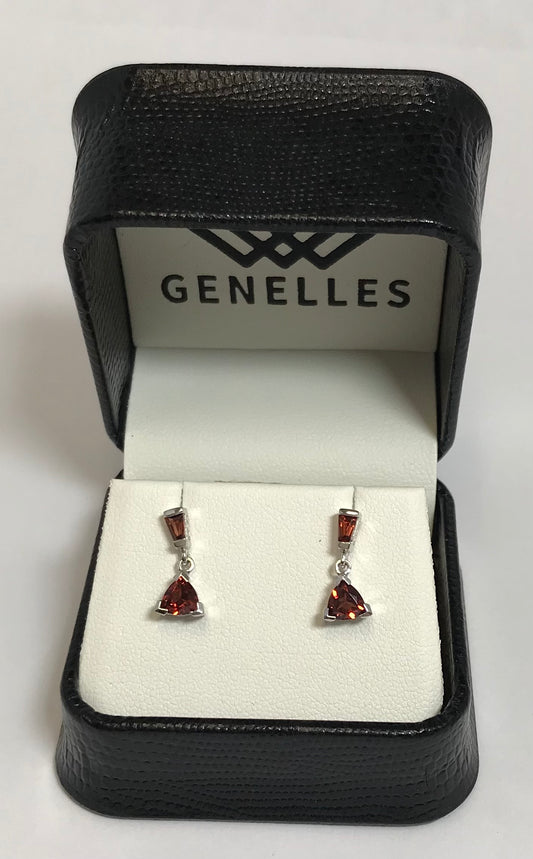U 48095 14K WG Red Stone Dangle Earrings