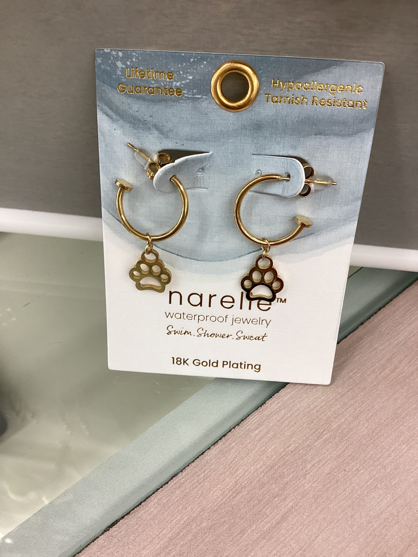 10169 Narelle Paw Print Earrings Gold Plated 0