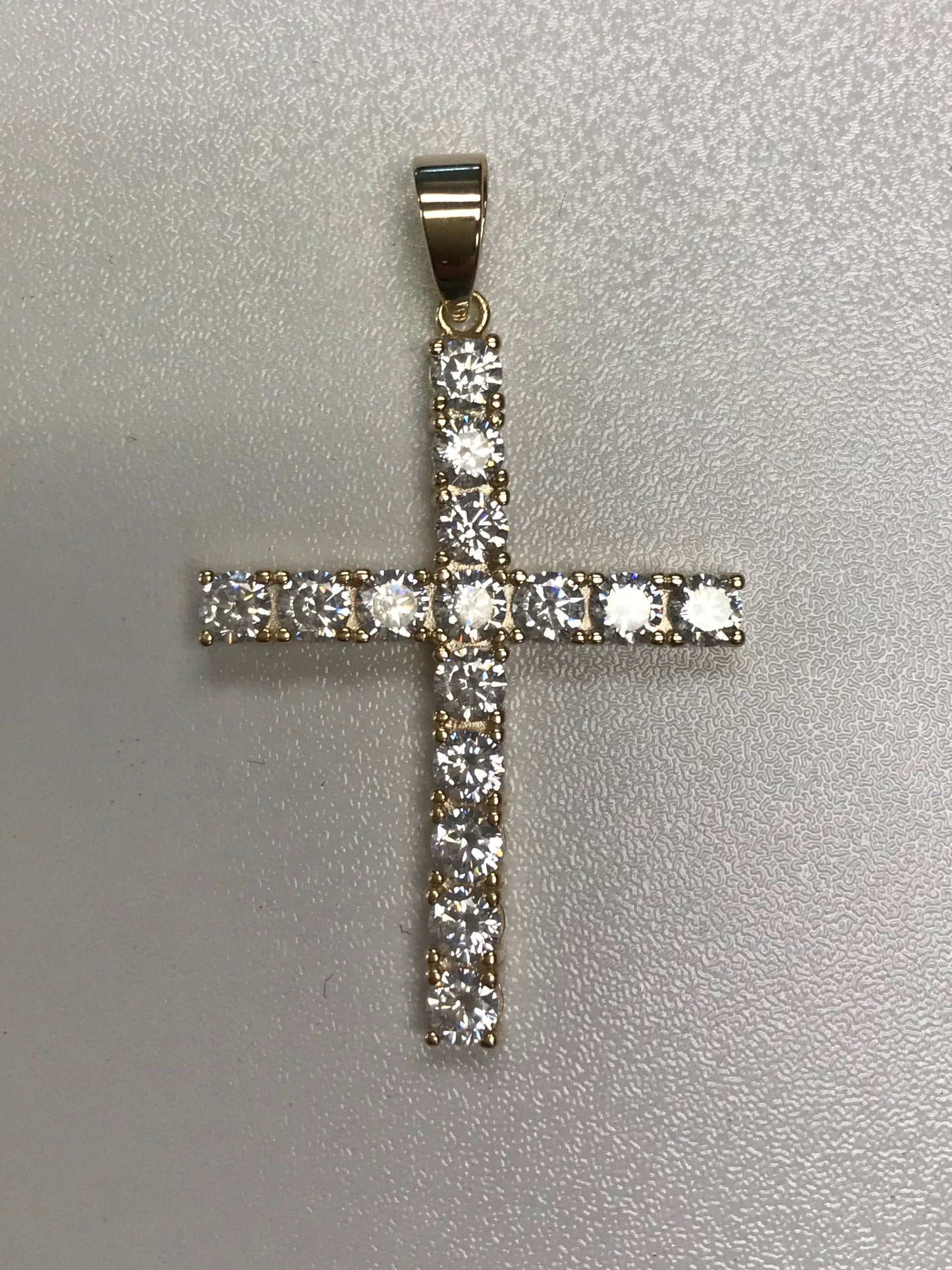 Gold Plated Sterling Silver Large CZ Cross Pendant