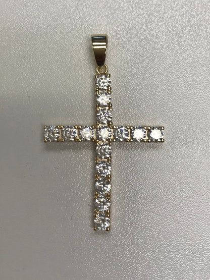 Gold Plated Sterling Silver Large CZ Cross Pendant