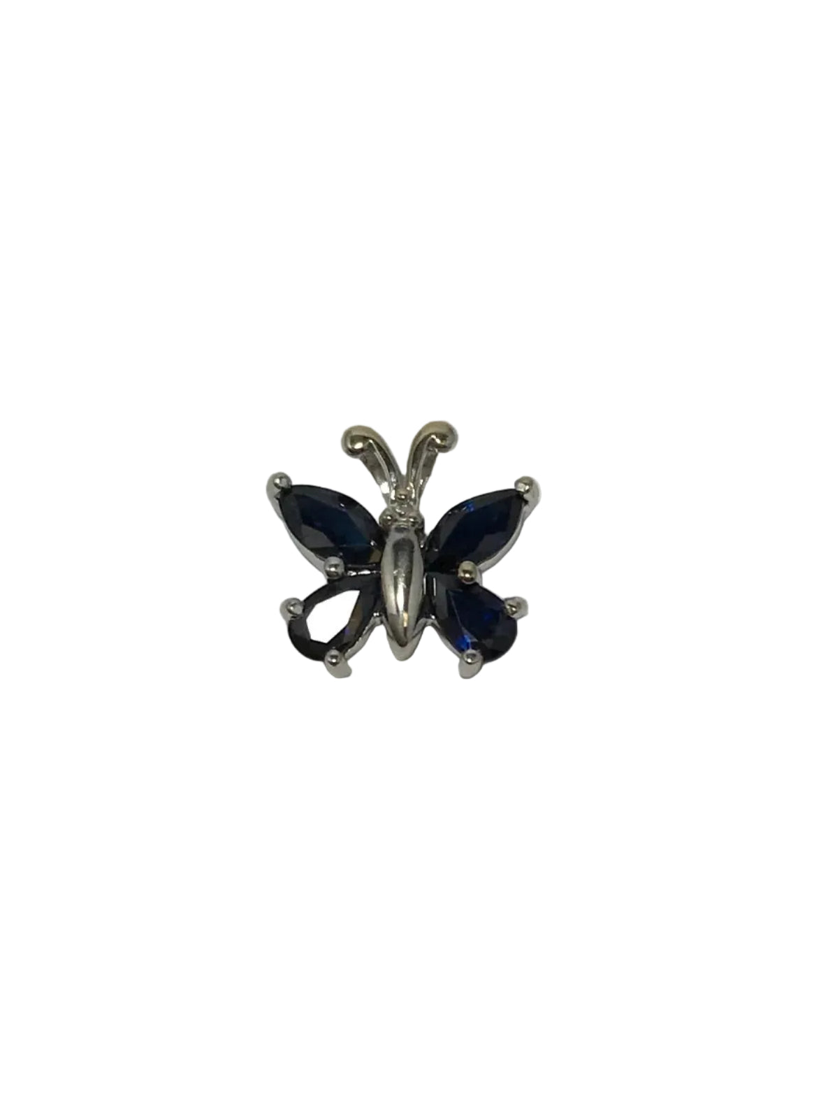U 79648 14K White Gold Blue Stone Butterfly Pendant