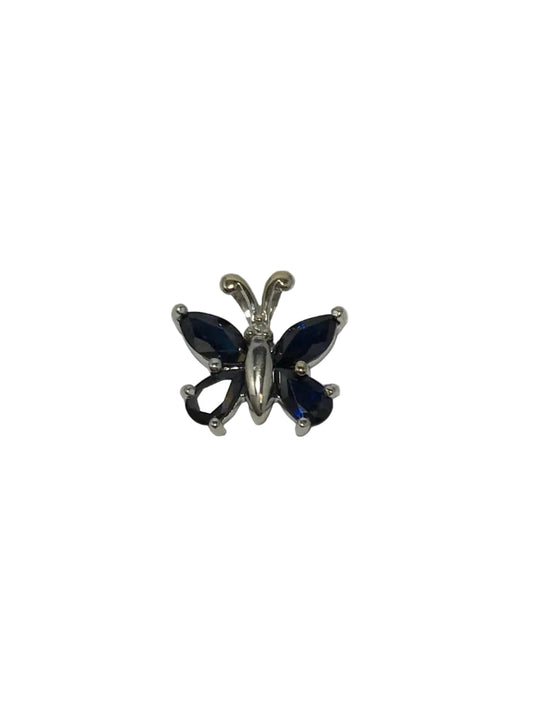 U 79648 14K White Gold Blue Stone Butterfly Pendant