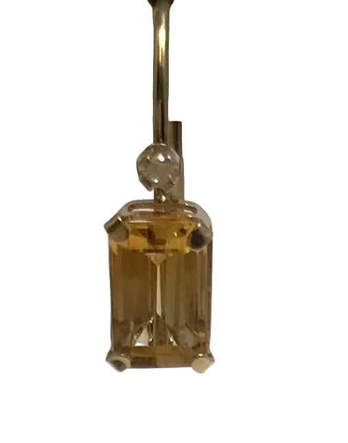 U 165987 14K YG Yellow Emerald Cut Stone and Clear Stone Earrings