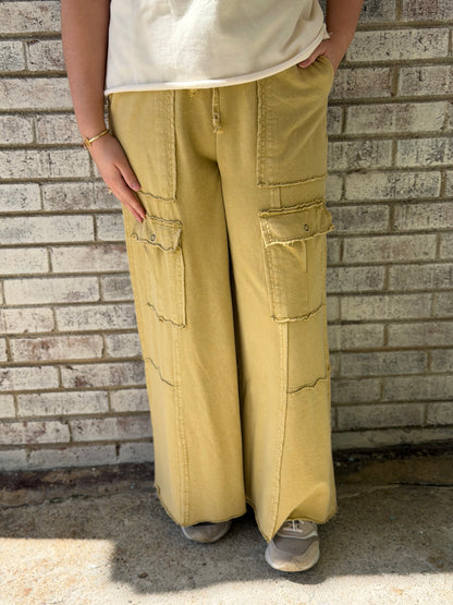 EB50522 Easel Honey Mustard Wide Leg Ginny Pant