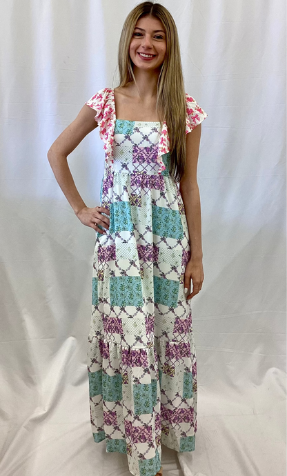 PP-0126-DRS-SWT-RFL-TRLPTCH Simply Southern Patchwork Dress