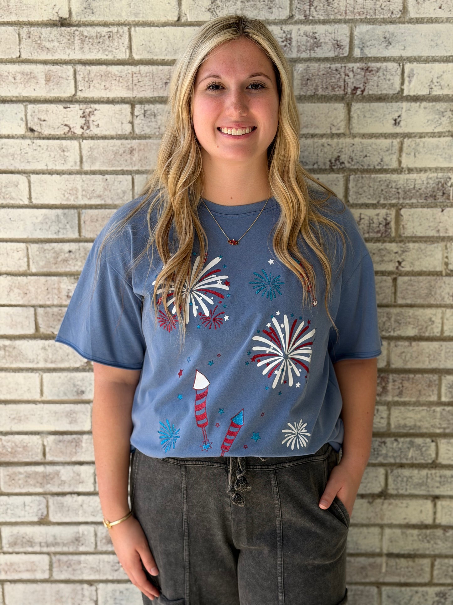 7821B-BL-FW Blue Fireworks T-Shirt